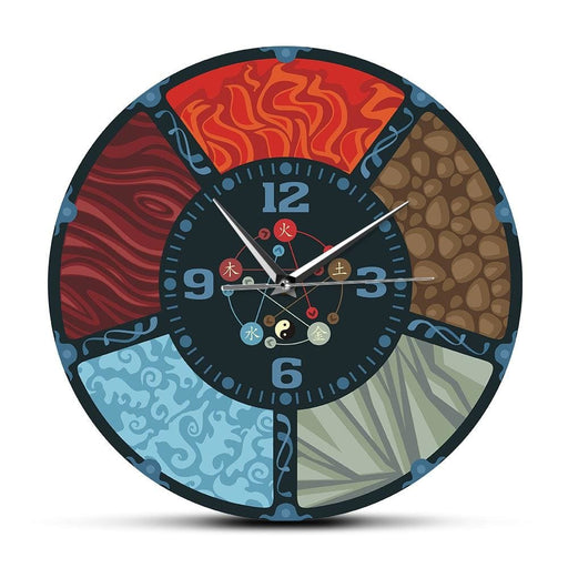 The Five Elements Cycle Chinese Wu Xing Feng Shui Wall Clock