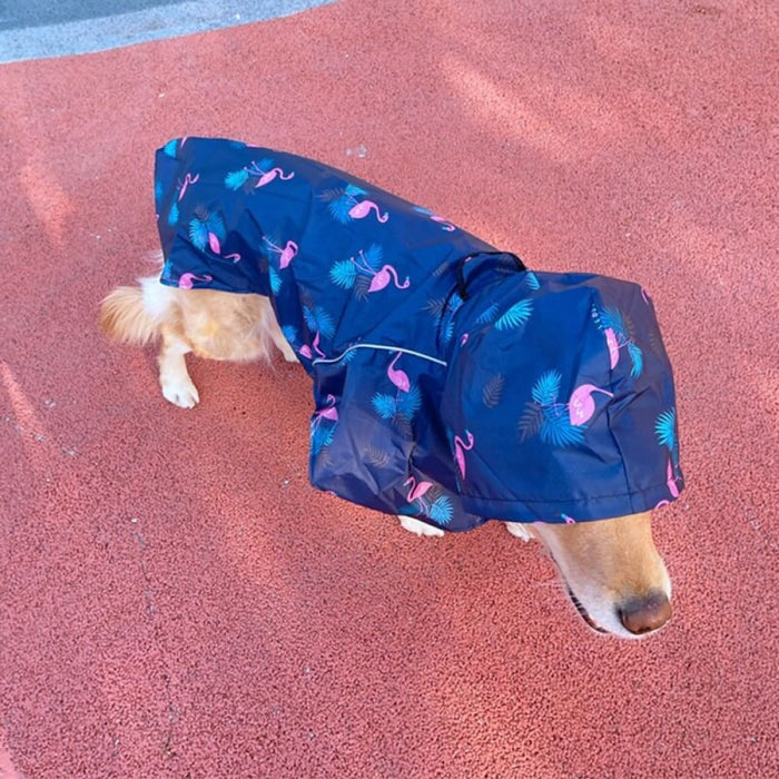 Flamingo Design Raincoat With Breathable Mesh For Dogs