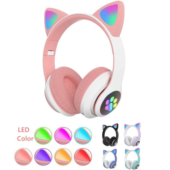 Vibe Geeks Flashing Light Bt Wireless Cat Ear Headset