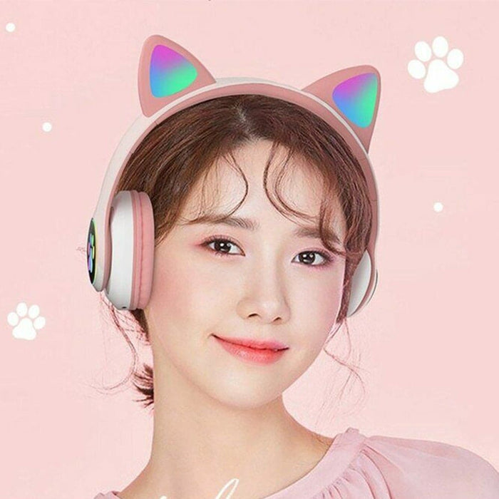 Vibe Geeks Flashing Light Bt Wireless Cat Ear Headset