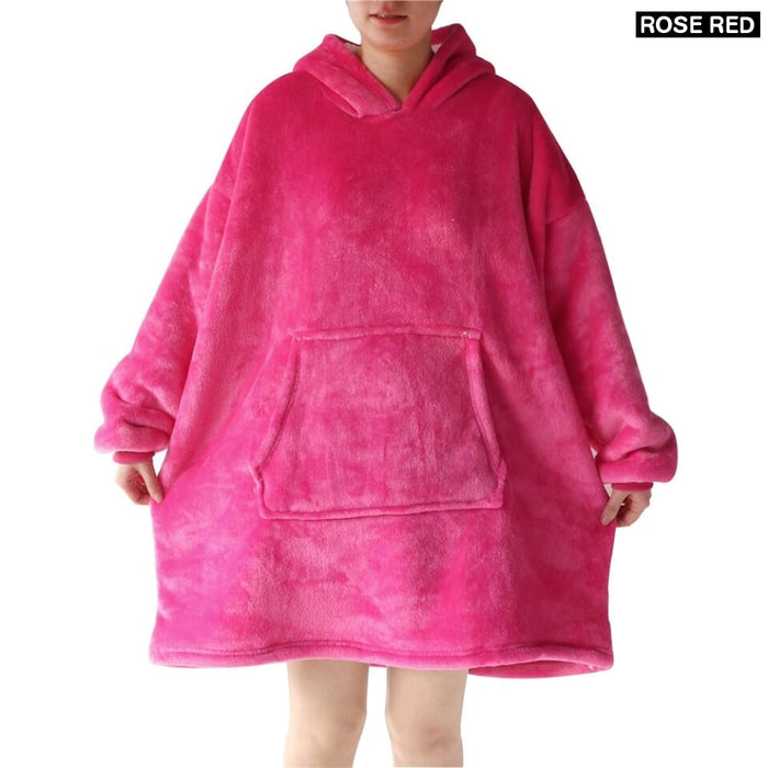 Fleece Blanket With Sleeves Hoodie Adults Soft Warm Plush