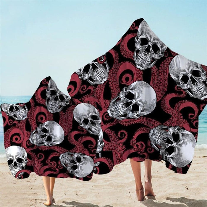 Floral Skull Hooded Towel Sugar Gothic Bathroom