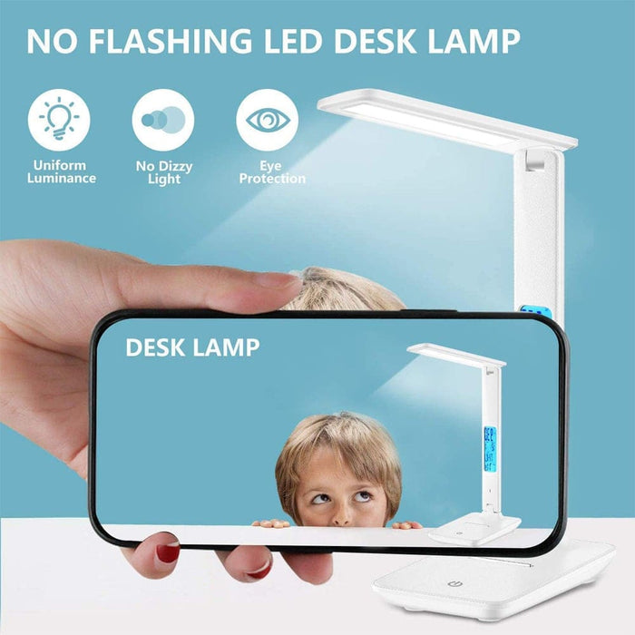 Foldable Wireless Led Desk Lamp And Digital Clock- Usb