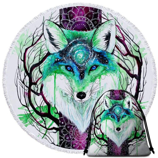 Fox Galaxy Girl’s Round Beach Towel