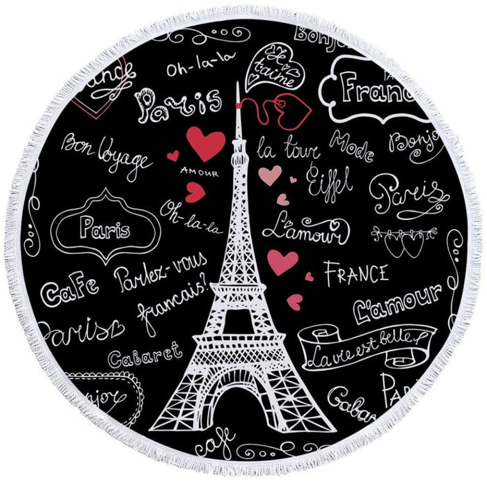 France Tower Printed Round Beach Towel