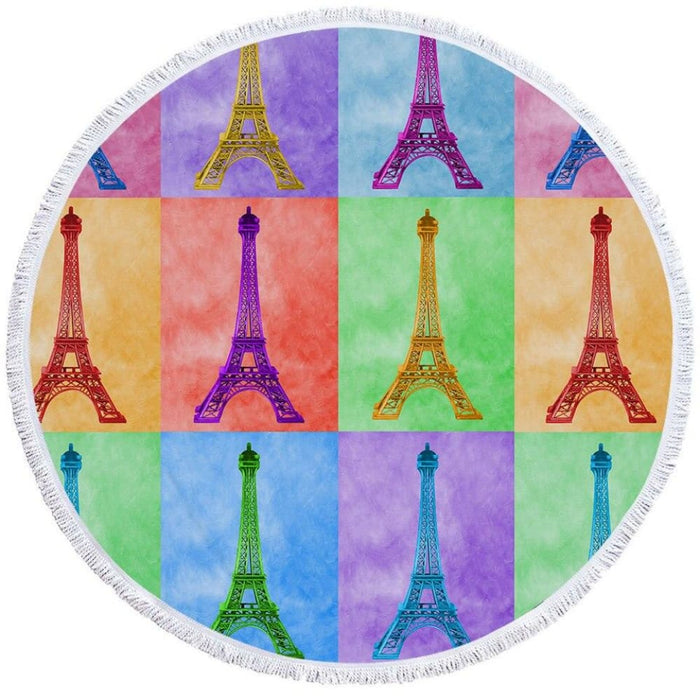 France Tower Printed Round Beach Towel