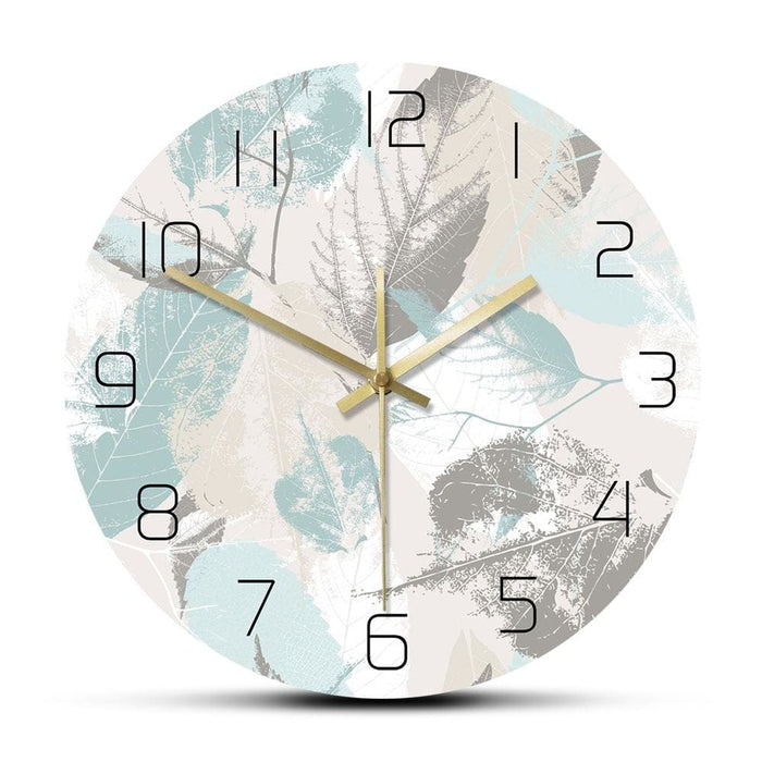 Fresh Leaves Plant Pattern Modern Wall Clock Silent