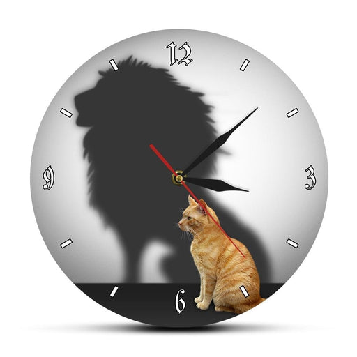 Funny Cat With Lion Shadow Conceptual Wall Clock Home Decor