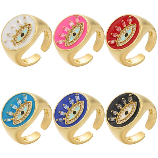 Funny Evil Eye Finger Rings With Crystal Zircon Stone Colour