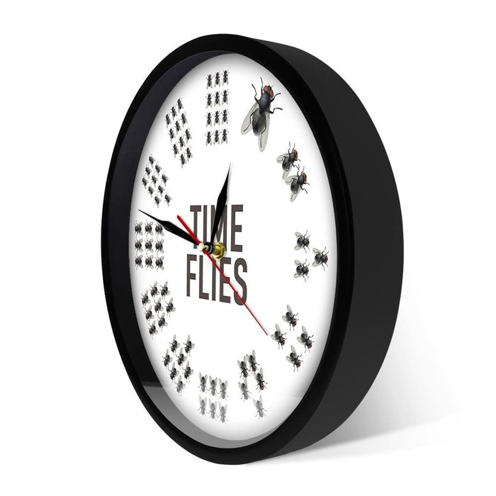 Funny Flies Inspired Time Wall Clock No Numbers Infinite