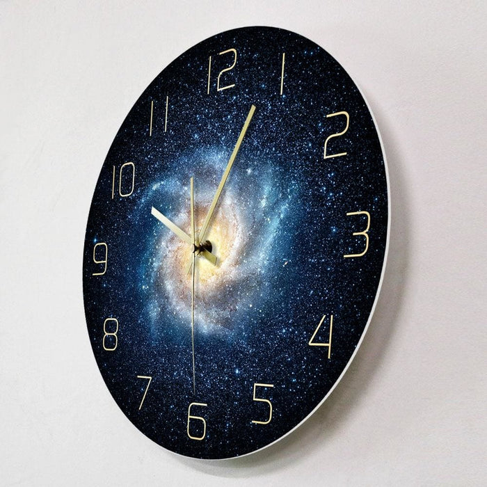 Galaxy Outer Space Wall Clock For Living Room Silent Nebula