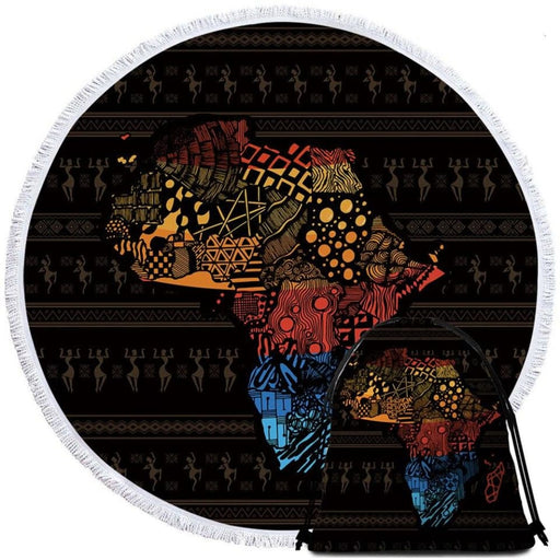 Geometric African Map Round Beach Towel