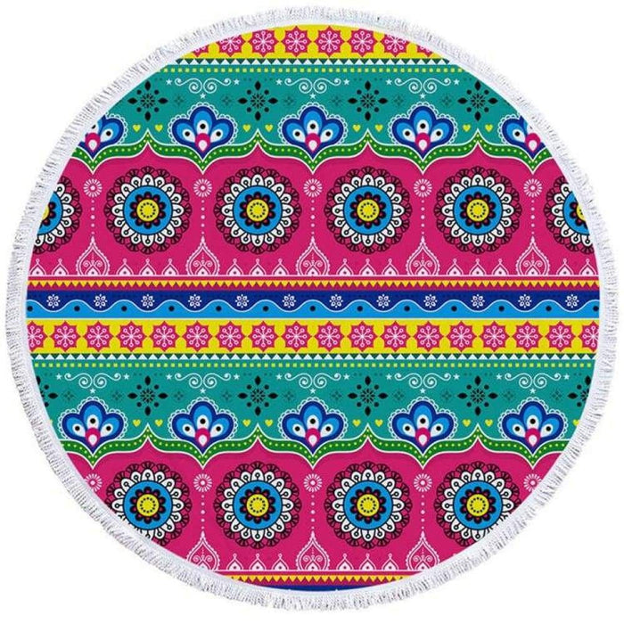 Geometric Ethnic Print Round Beach Towel