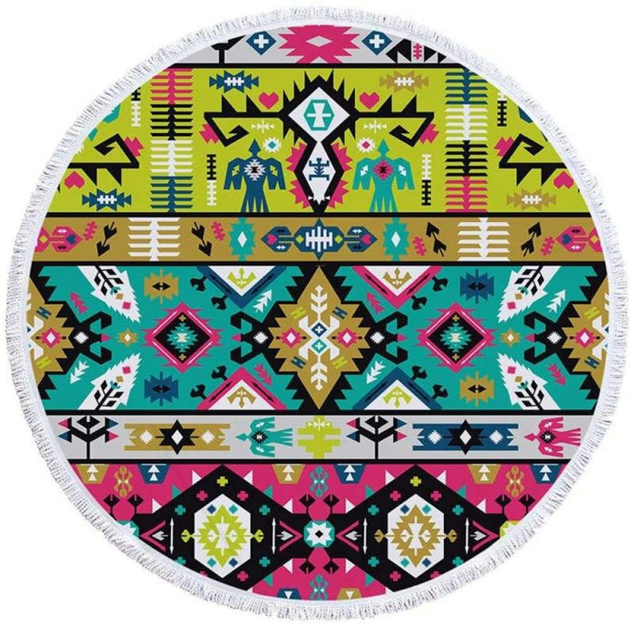 Geometric Ethnic Print Round Beach Towel