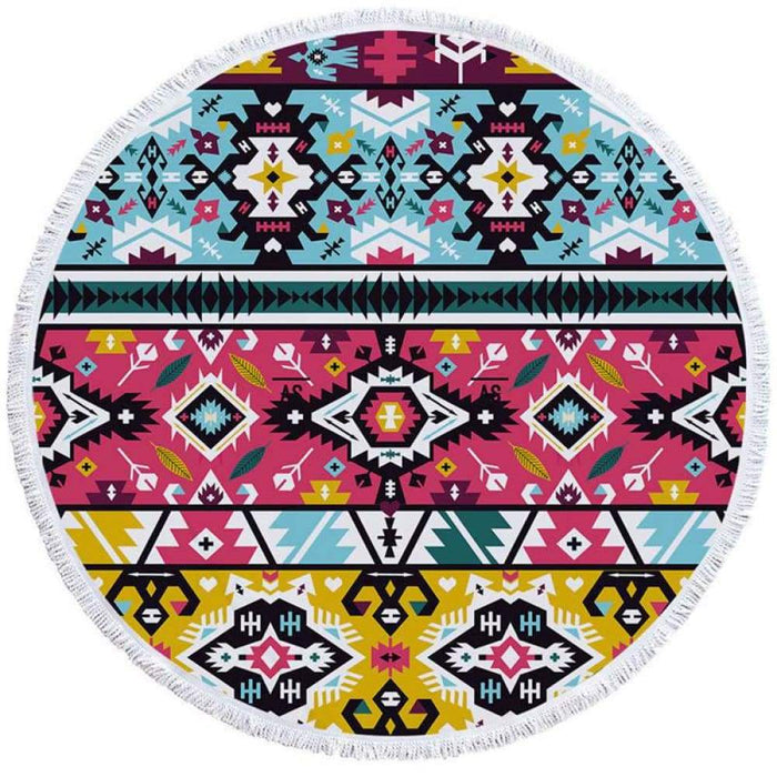 Geometric Ethnic Print Round Beach Towel