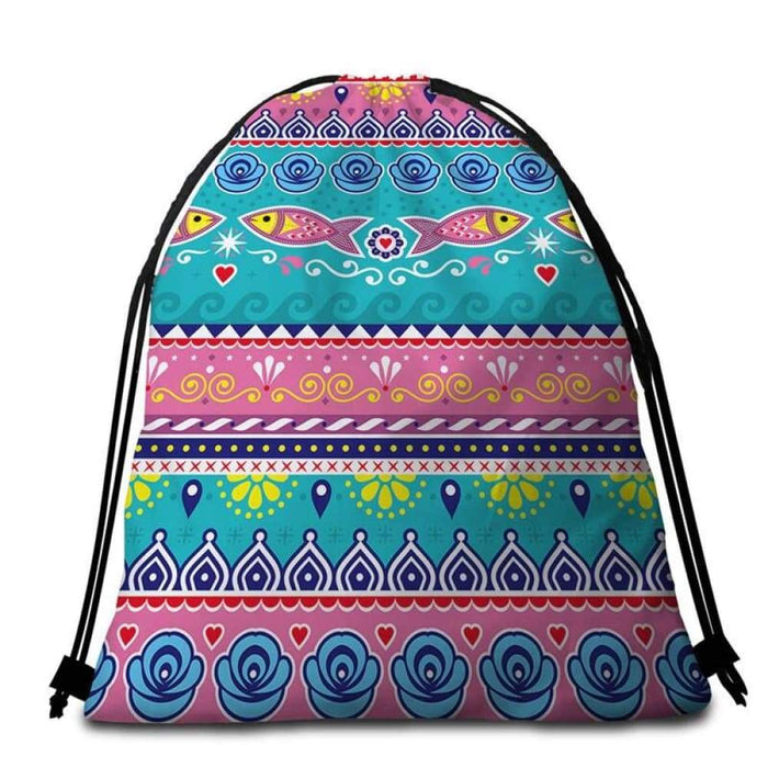 Geometric Ethnic Print Round Beach Towel