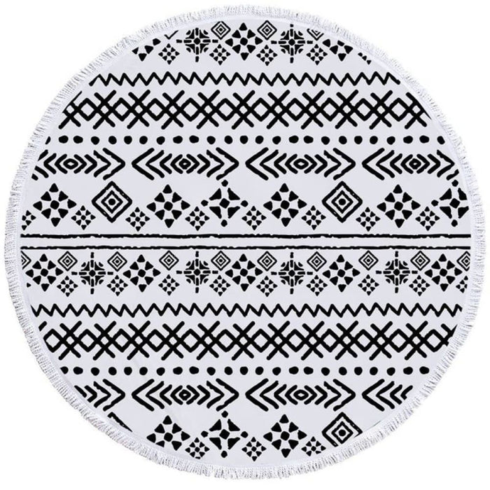 Geometric Ethnic Print Round Beach Towel