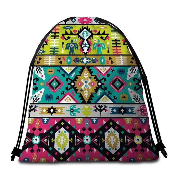 Geometric Ethnic Print Round Beach Towel