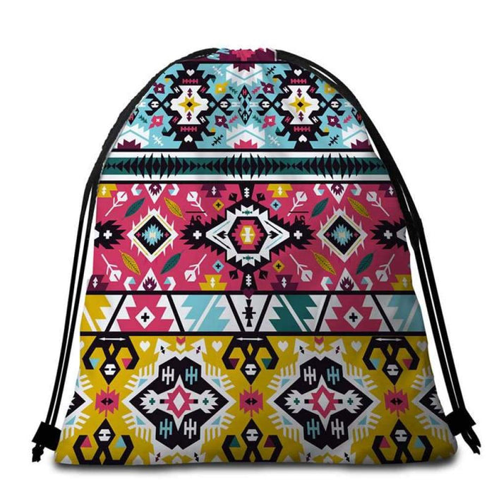 Geometric Ethnic Print Round Beach Towel