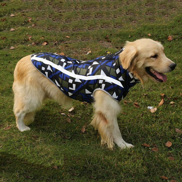 Geometric Pattern Reflective Warm Cotton Jacket For Puppy