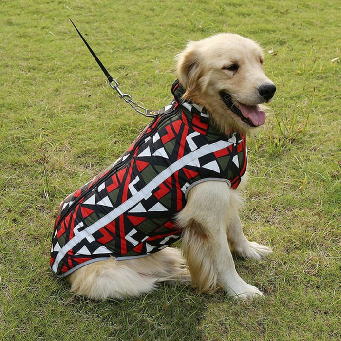 Geometric Pattern Reflective Warm Cotton Jacket For Puppy