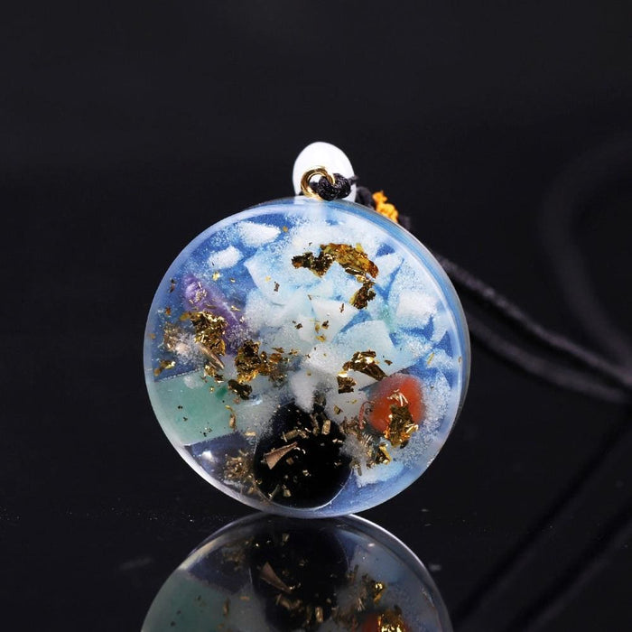 Glow in the Dark Orgonite Pendant with Copper Scraps Crystal