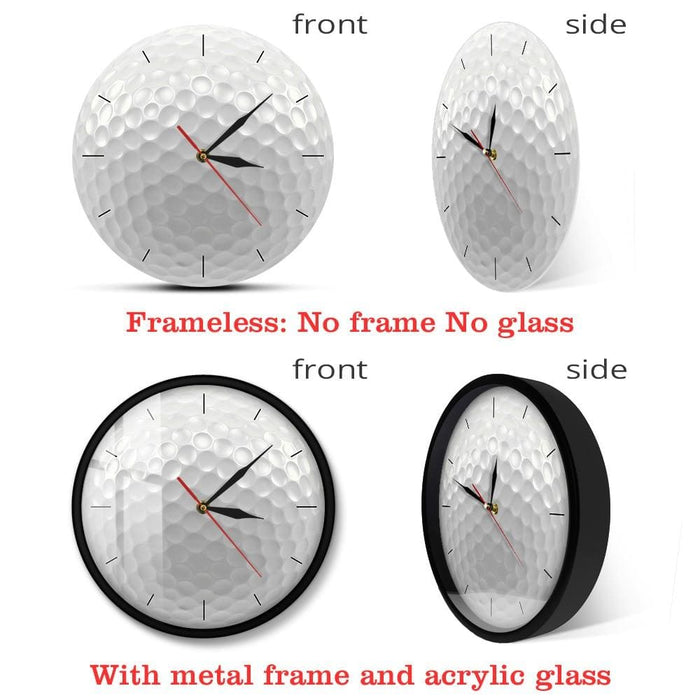 Golf Ball Round Frameless Wall Clock Silent Non Ticking 3d