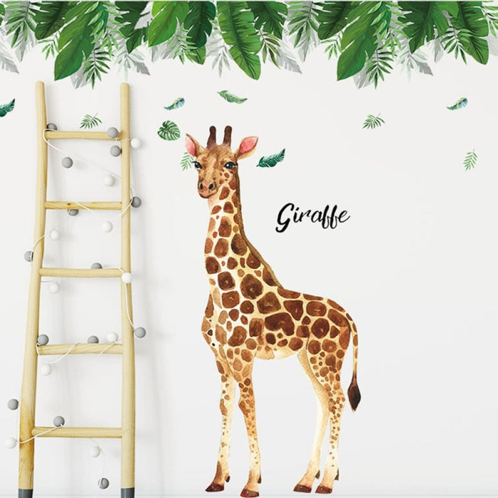 Hand Draw Painted 150cm Tall Large Giraffe Green Leaves