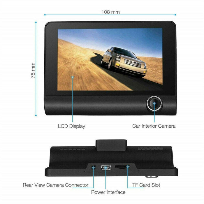 Vibe Geeks Full Hd Front Rear & Interior Three Lens Car