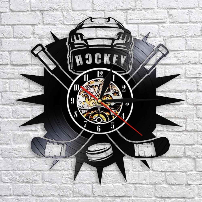 Hockey Man Cave Clock Watch Club Team Logo Sticks