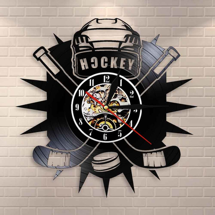 Hockey Man Cave Clock Watch Club Team Logo Sticks