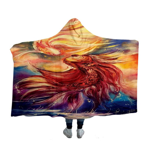 Hooded Blanket For Adults Goldfish Microfiber Koi Wearable