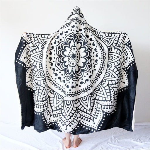 Hooded Blanket For Adults Kids Floral Sherpa Fleece Lotus