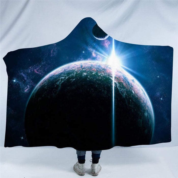 Hooded Blanket For Adults Microfiber Sherpa Fleece Galaxy