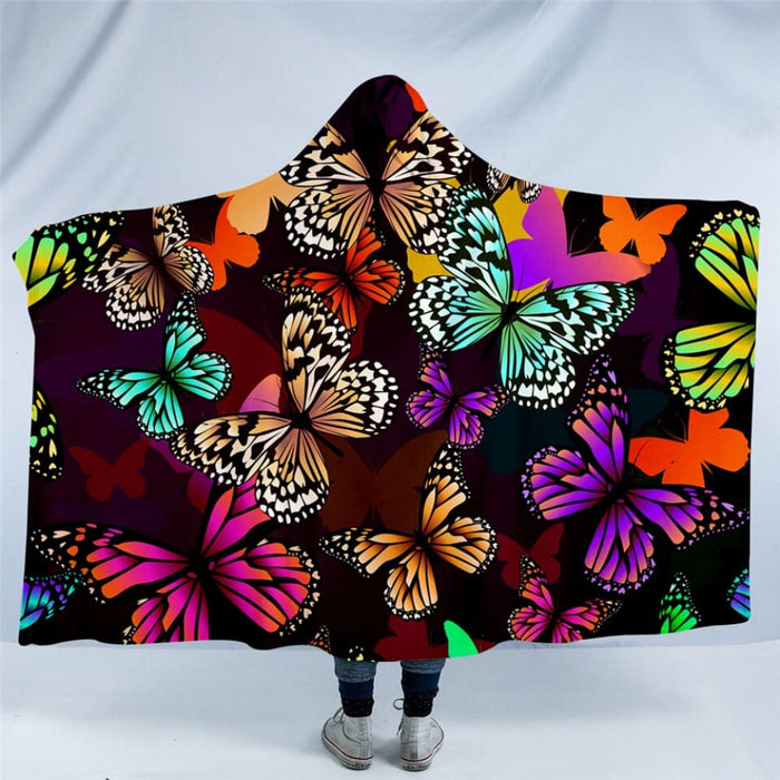 Hooded Blanket Adults Microfiber Sherpa Fleece Kids Wearable