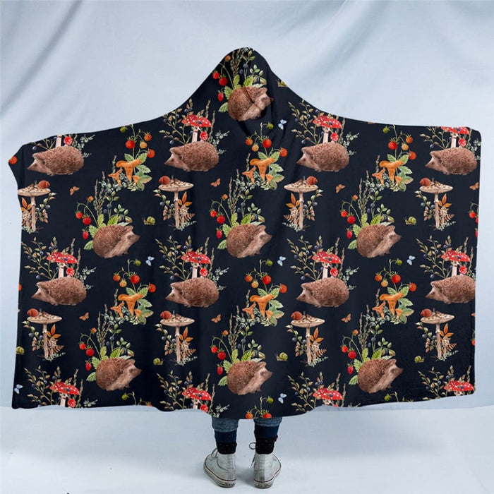 Hooded Blanket For Adults Sherpa Cartoon Animal Wearable