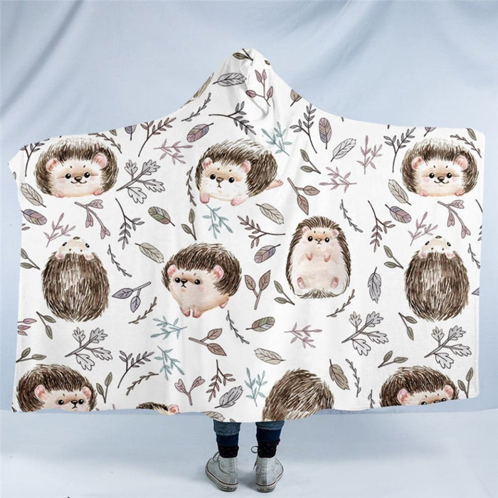 Hooded Blanket For Adults Sherpa Cartoon Animal Wearable