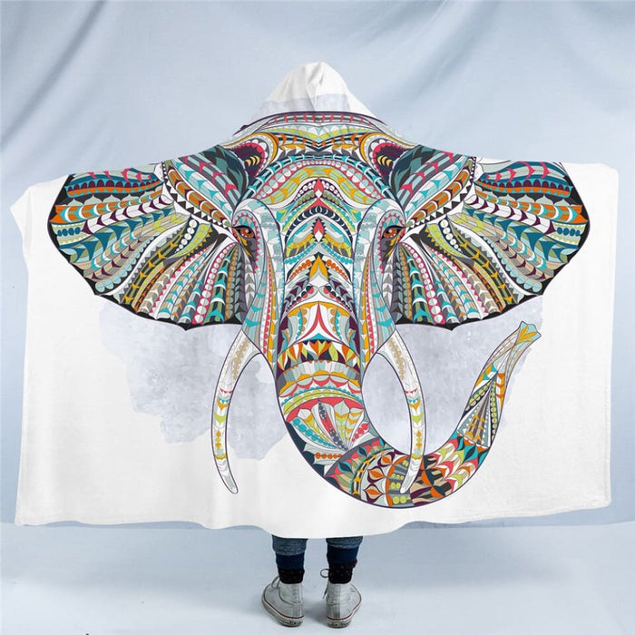 Hooded Blanket For Adults Sherpa Fleece Lotus Flower