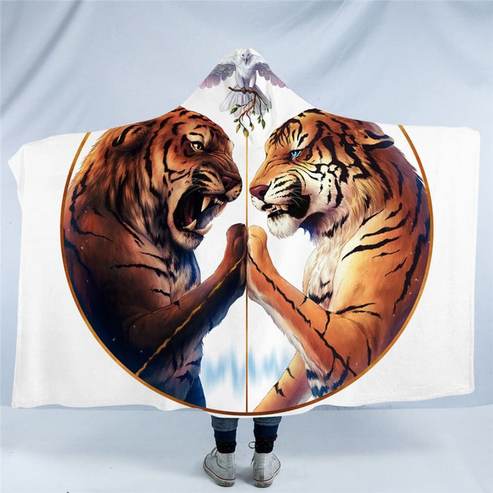 Hooded Blanket For Adults Sherpa Fleece Psychedelic Lion 3d