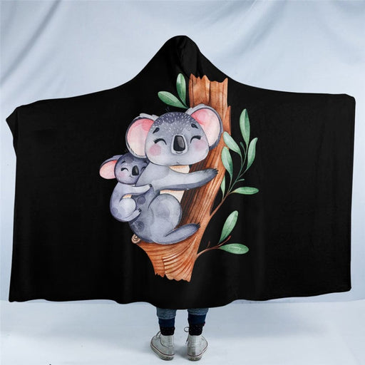 Hooded Blanket For Adults Tree Leaf Sherpa Cartoon Wearable