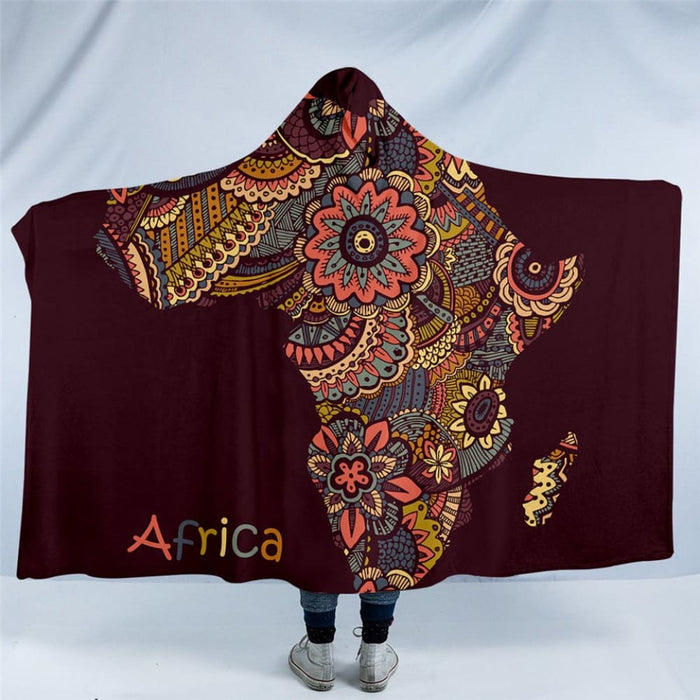Hooded Blanket For Adults Tribal Sherpa Fleece Geometric