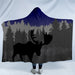 Hooded Blanket Black And White Floral Moose Sherpa Fleece