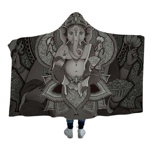 Hooded Blanket Boho Elephant Bodhisattva Universe Sherpa