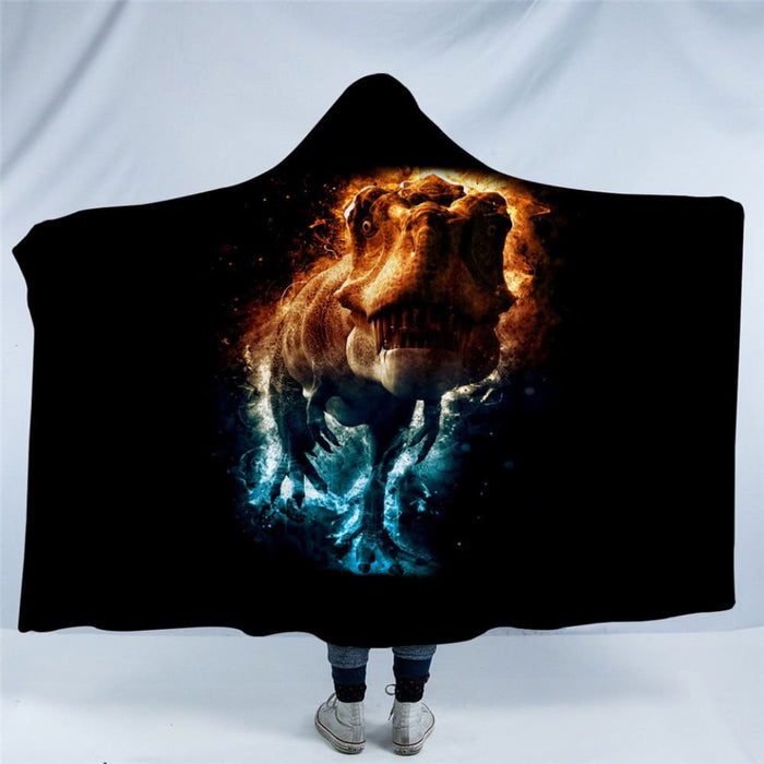 Hooded Blanket Cartoon Sherpa Fleece Wearable Animal Bedding