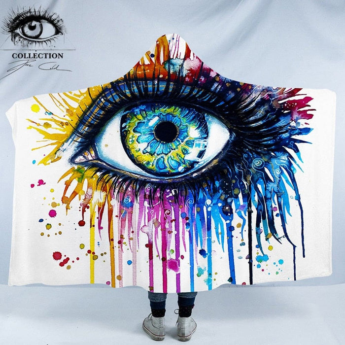 Hooded Blanket Charming Eye For Adults Sherpa Fleece