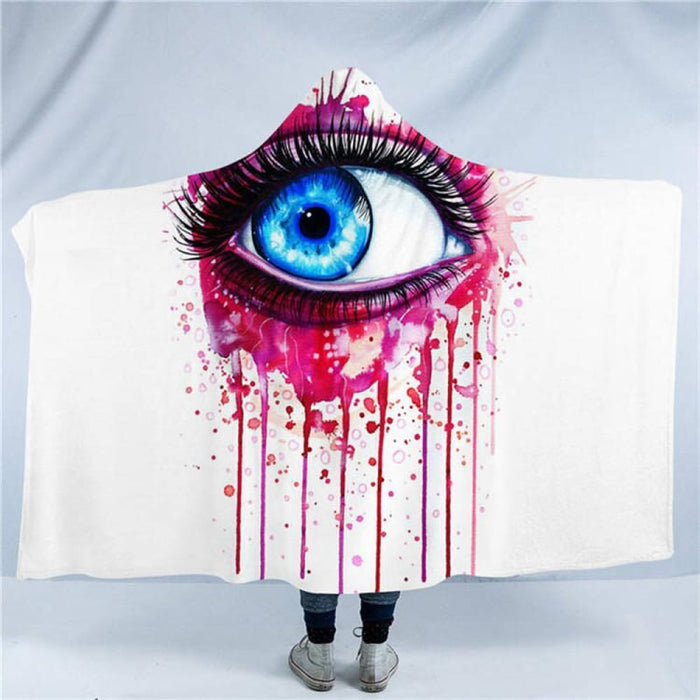 Hooded Blanket Charming Eye For Adults Sherpa Fleece