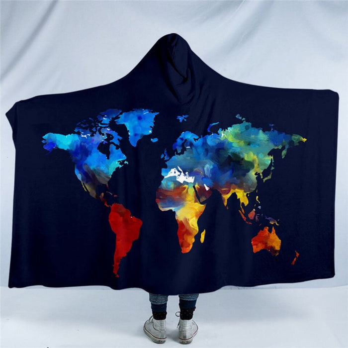 Hooded Blanket Compass Sherpa Fleece Wearable Mandala