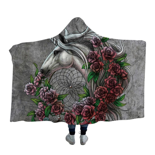 Hooded Blanket Floral Rose Sherpa Fleece Microfiber