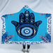 Hooded Blanket Mandala Hand Blue Microfiber Wearable