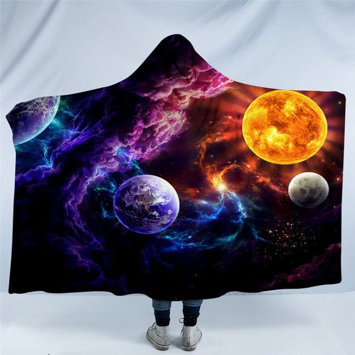 Hooded Blanket Microfiber For Adults Kids Moon Eclipse